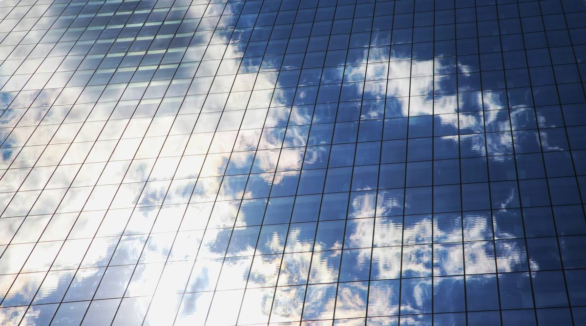 Clouds reflection in One World trade center, NYC